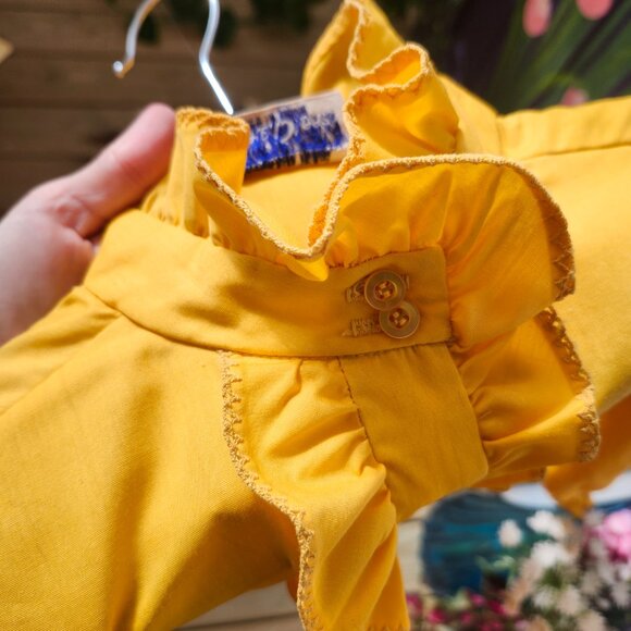 Vintage 1970's Bobbie Brook's Marigold Yellow Ruffle Bib Front Blouse - Picture 14 of 14
